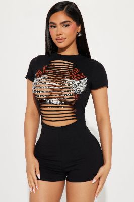 Free Soul Romper - Black made by Fashion Nova