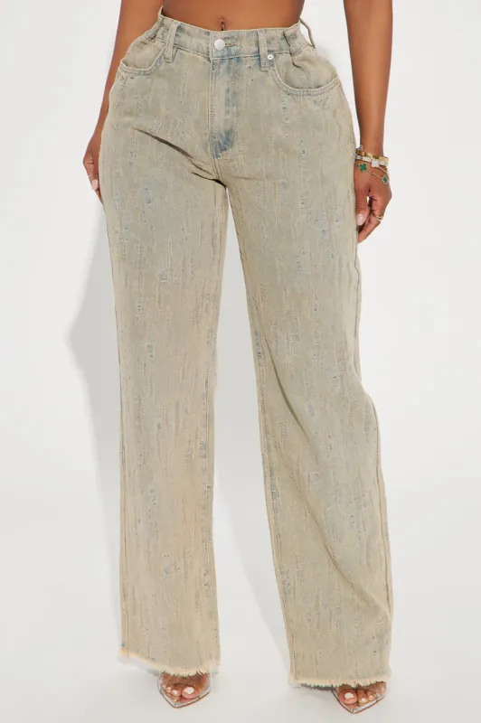 Valerian Jacquard Straight Leg Jeans - Vintage Wash sold by Fashion Nova