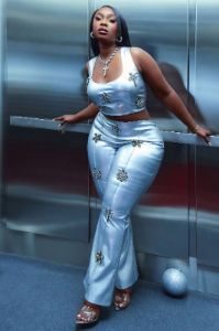 Rosalia Faux Leather Pant Set - Silver sold by Fashion Nova