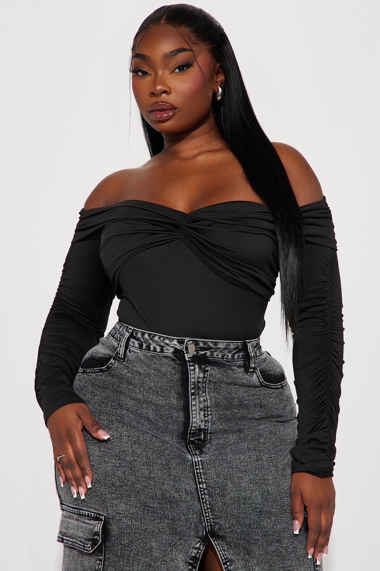 Nicolle Off Shoulder Bodysuit - Black sold by Fashion Nova product image thumbnail 7