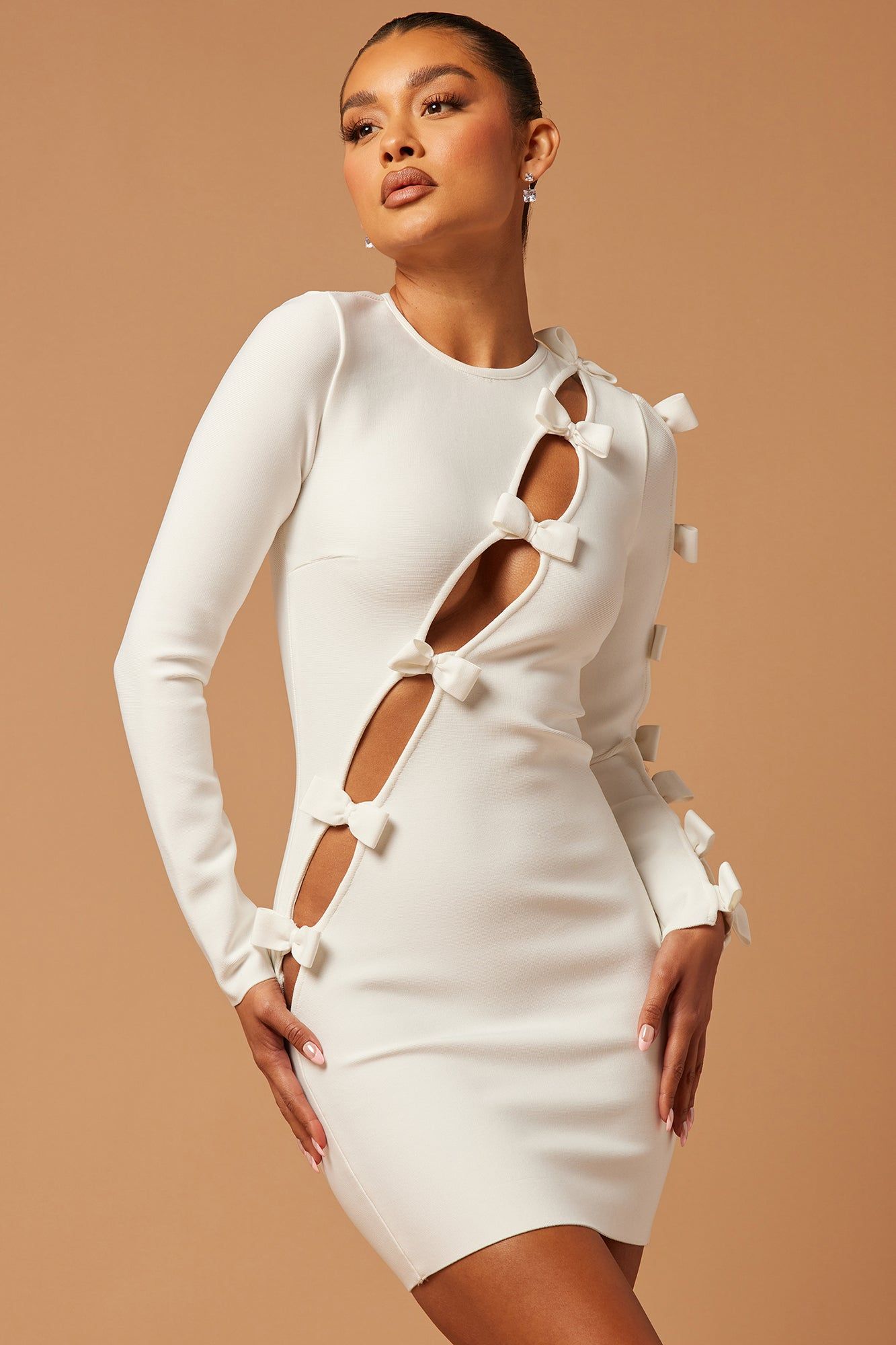 Lucille Bow Bandage Mini Dress - White sold by Fashion Nova product image thumbnail 2