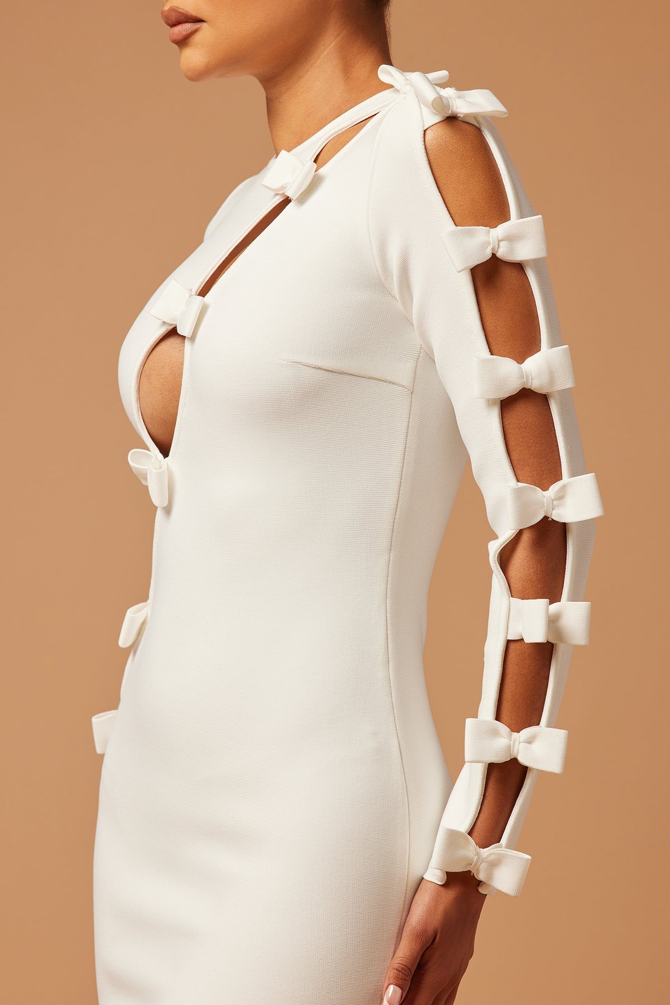 Lucille Bow Bandage Mini Dress - White sold by Fashion Nova product image thumbnail 4