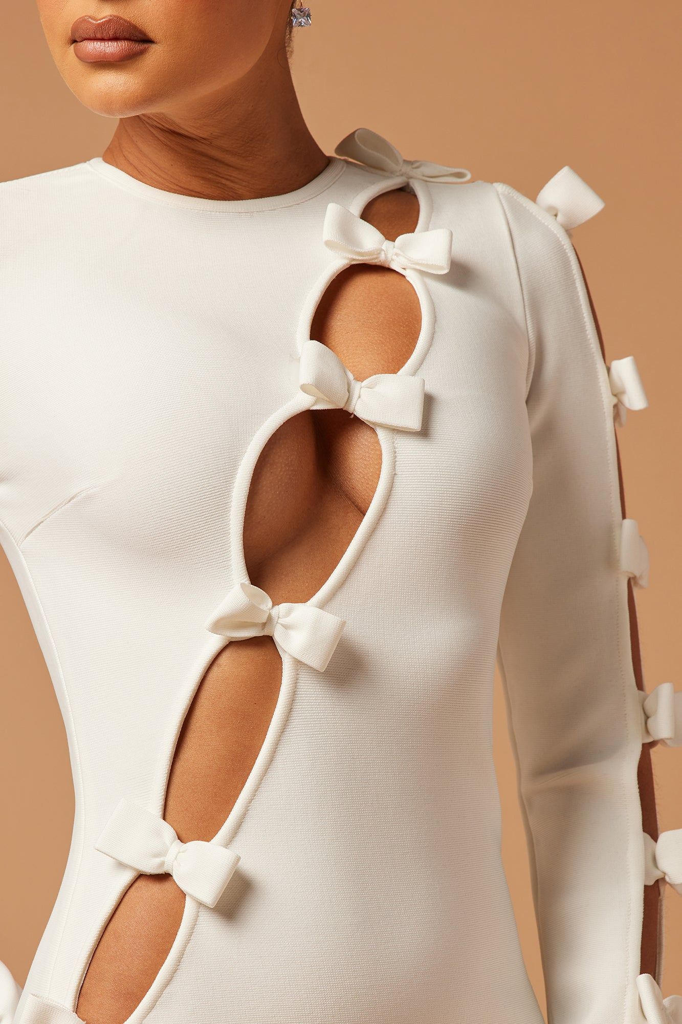 Lucille Bow Bandage Mini Dress - White sold by Fashion Nova product image thumbnail 3