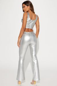 Rosalia Faux Leather Pant Set - Silver sold by Fashion Nova