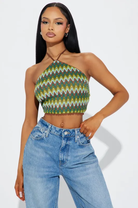 Miami Beach Halter Top - Green/combo sold by Fashion Nova