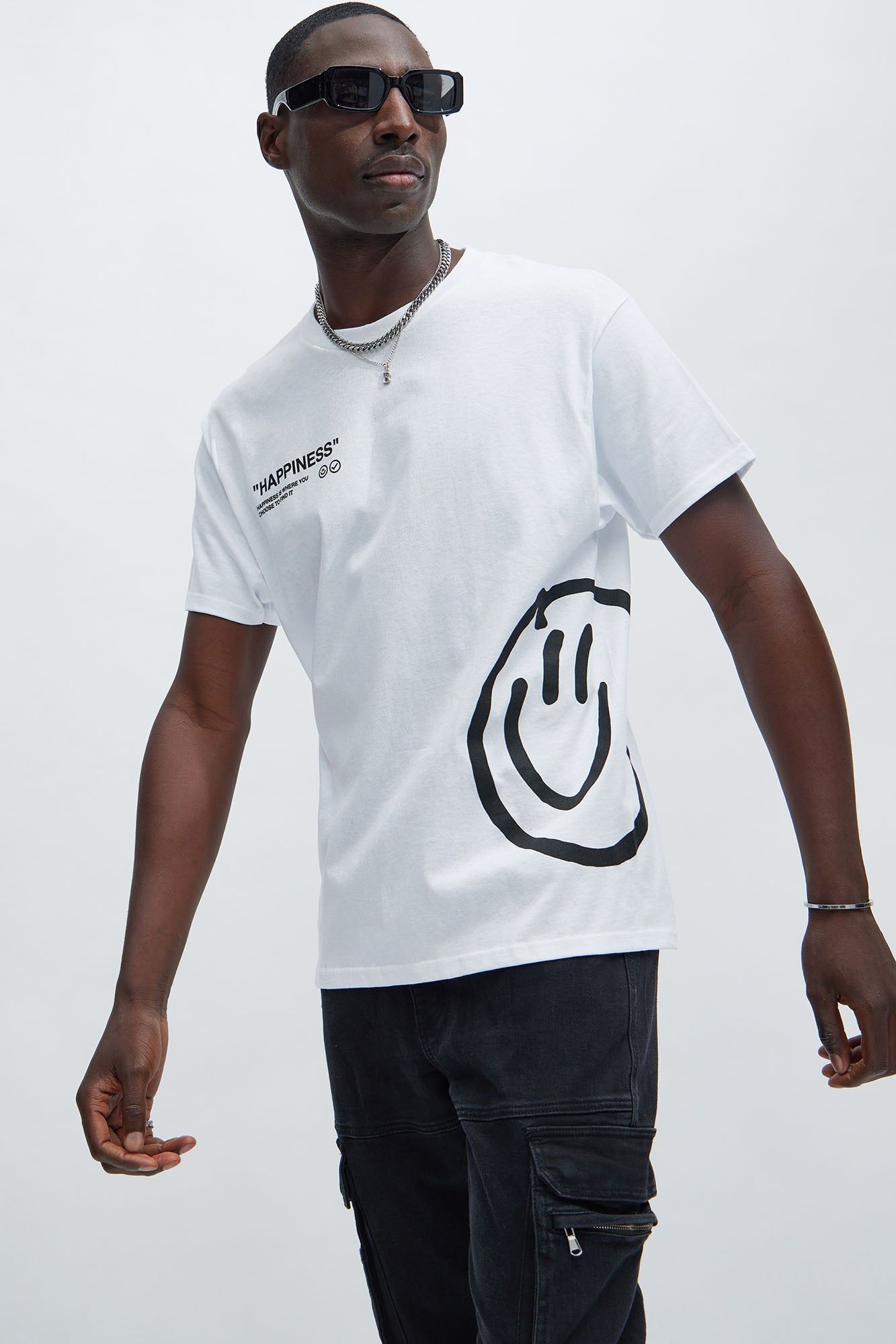 Happiness Short Sleeve Tee - White sold by Fashion Nova