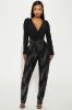 Shine For You Sequin Jumpsuit  - Black sold by Fashion Nova
