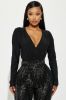 Shine For You Sequin Jumpsuit  - Black sold by Fashion Nova
