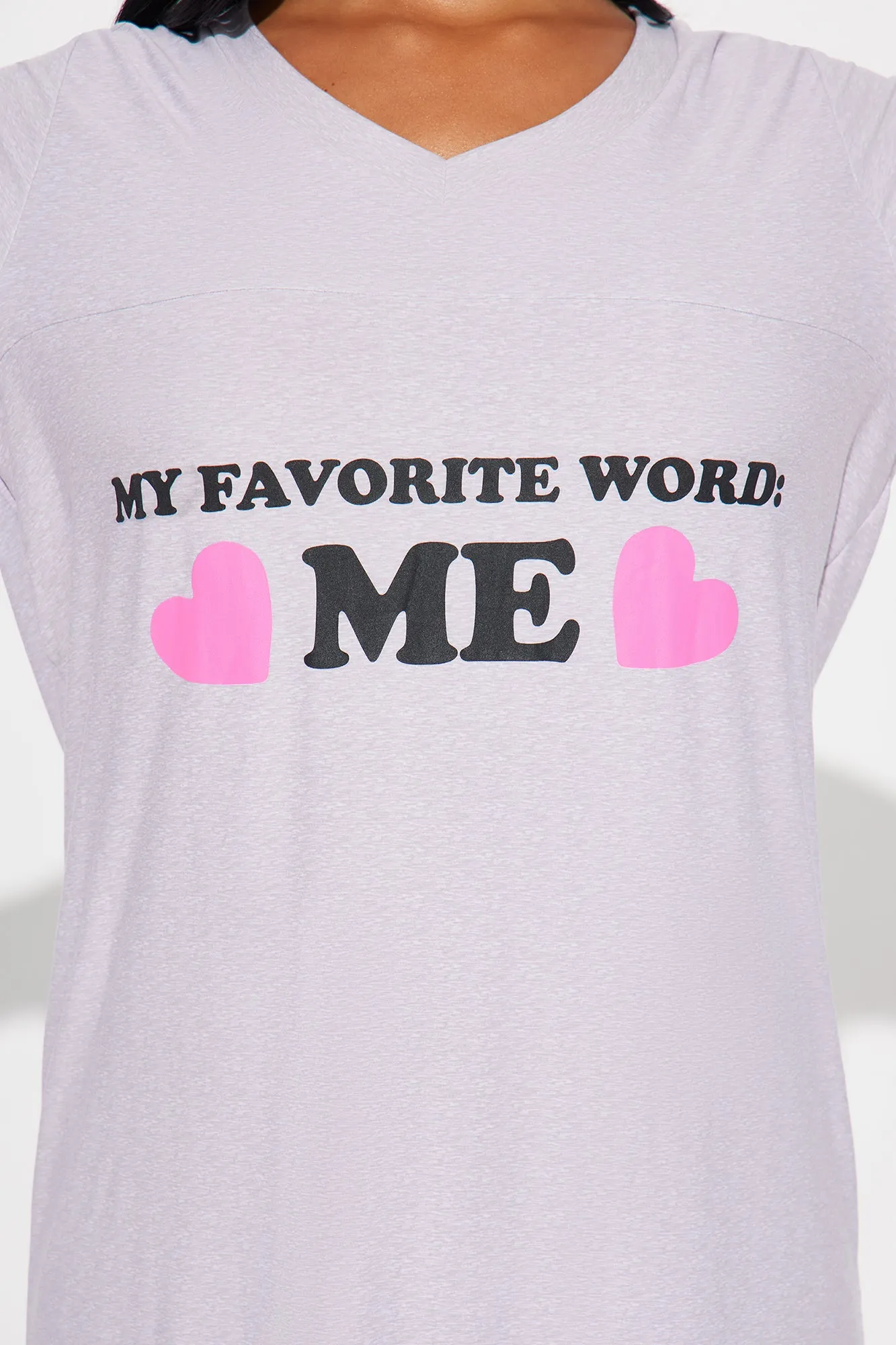 Favorite Word Is Me PJ Sleep Shirt - Heather Grey sold by Fashion Nova product image thumbnail 2