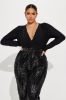 Shine For You Sequin Jumpsuit  - Black sold by Fashion Nova