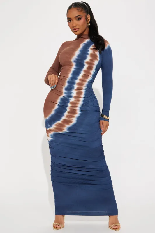 In Her Element Ribbed Maxi Dress - Blue/combo sold by Fashion Nova