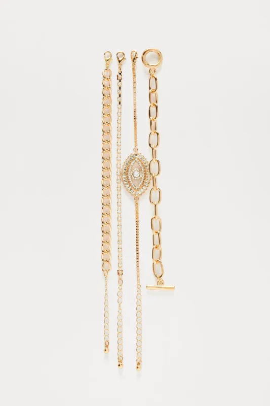 Eye Of The Creator 4 Piece Bracelet Set - Gold sold by Fashion Nova