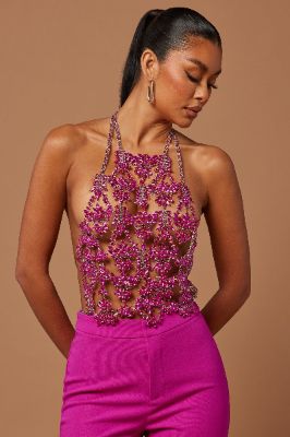 Celeste Embellished Top - Hot Pink sold by Fashion Nova