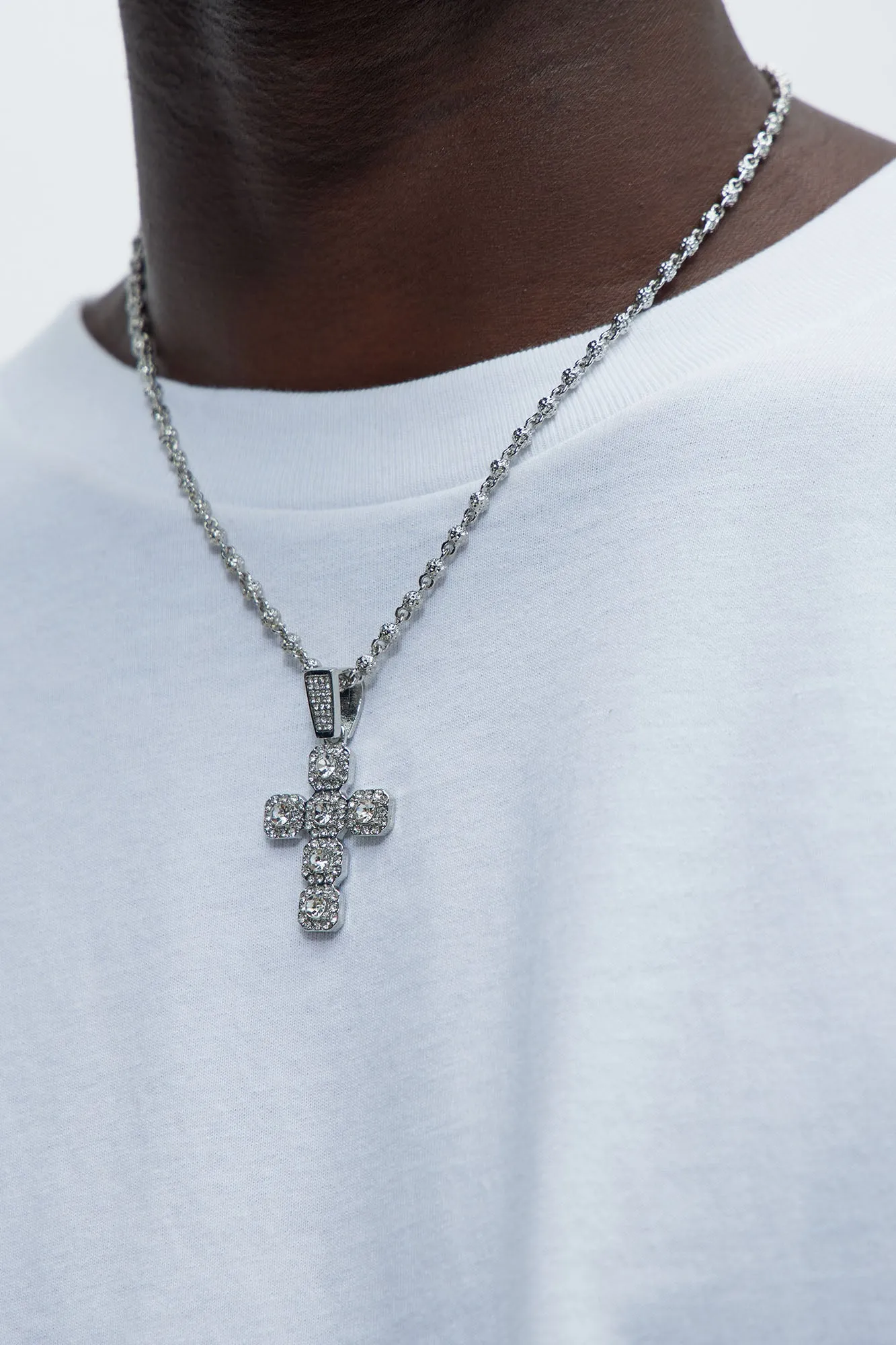 Iced Cluster Cross Necklace - Silver sold by Fashion Nova product image thumbnail 2