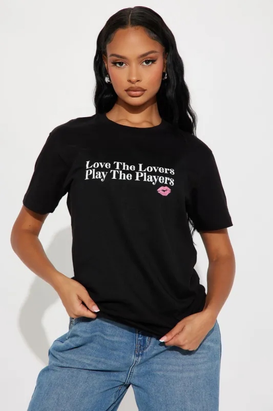 Love The Lovers Play The Players Tee - Black sold by Fashion Nova