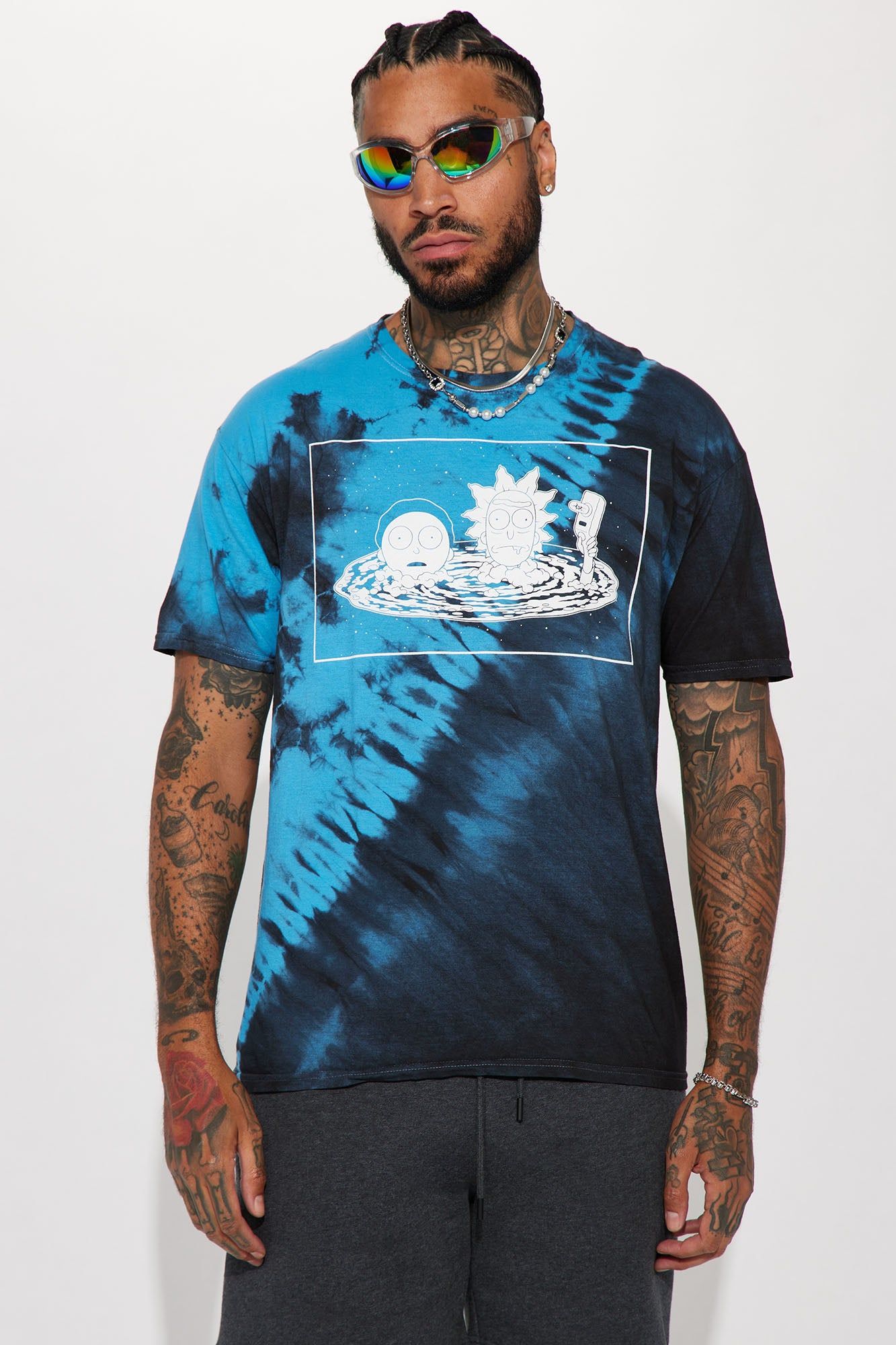 Rick And Morty Tie Dye Short Sleeve Tee - Blue sold by Fashion Nova