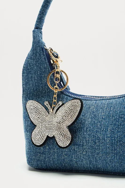 Flutter Feeling Handbag Charm - Silver/Black sold by Fashion Nova