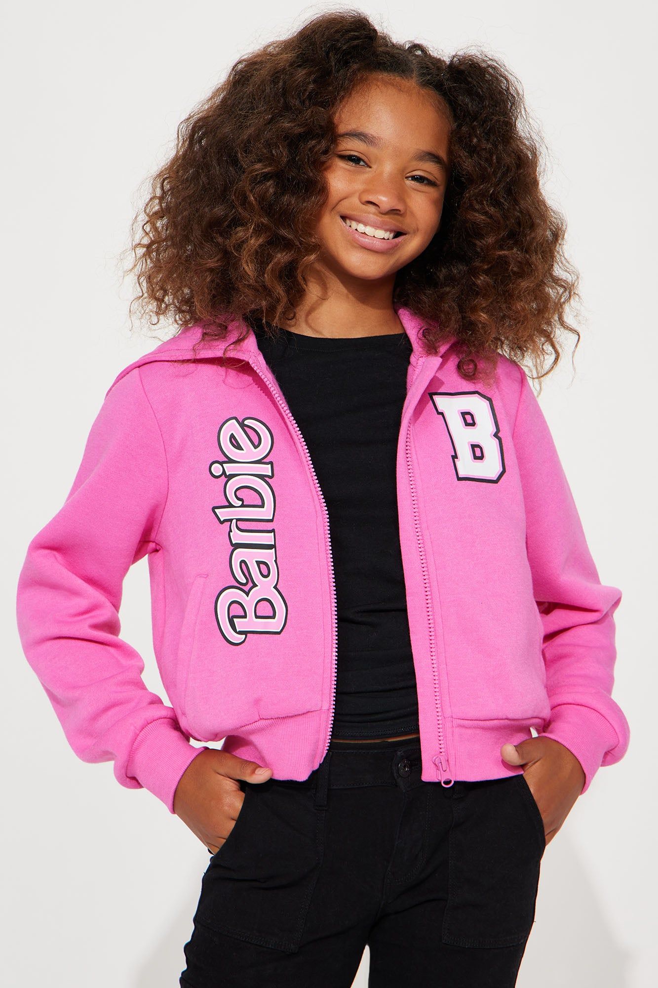 Mini Barbie 59 Zip Front Fleece Hoodie - Pink sold by Fashion Nova product image thumbnail 3