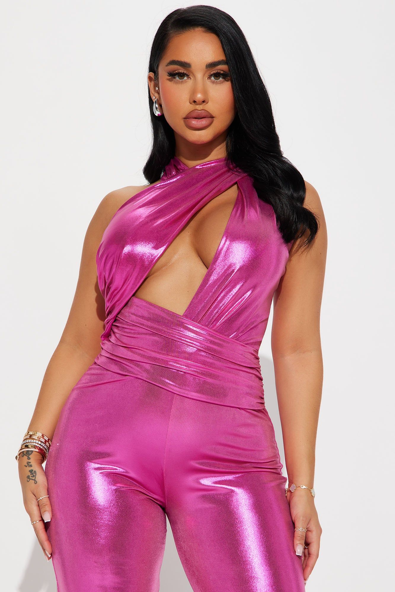 Delilah Metallic Jumpsuit - Fuchsia sold by Fashion Nova product image thumbnail 2