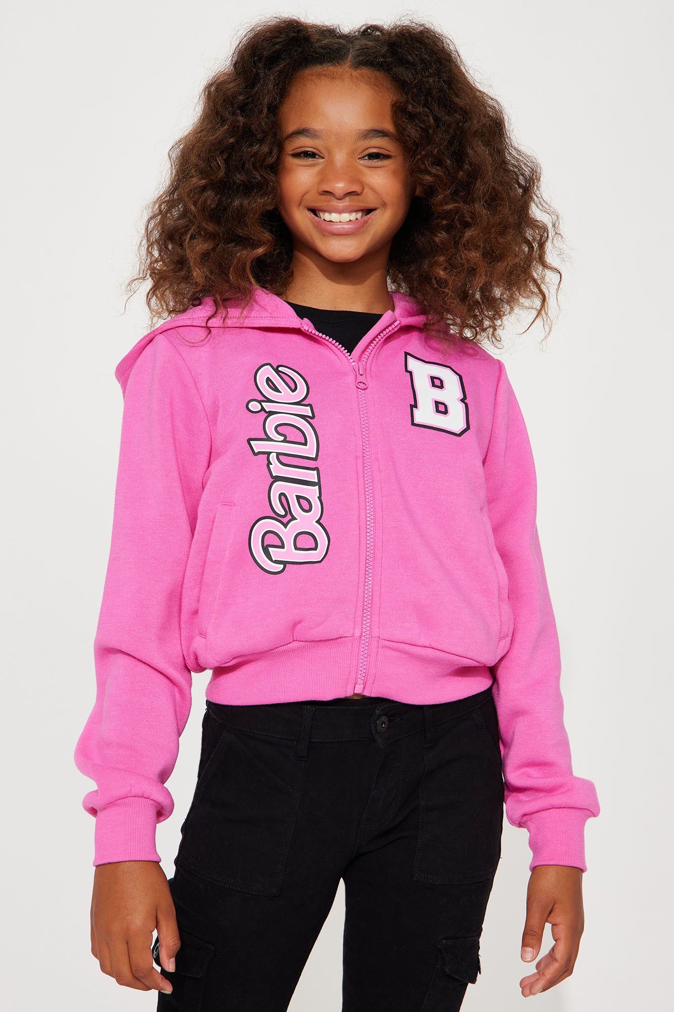 Mini Barbie 59 Zip Front Fleece Hoodie - Pink sold by Fashion Nova