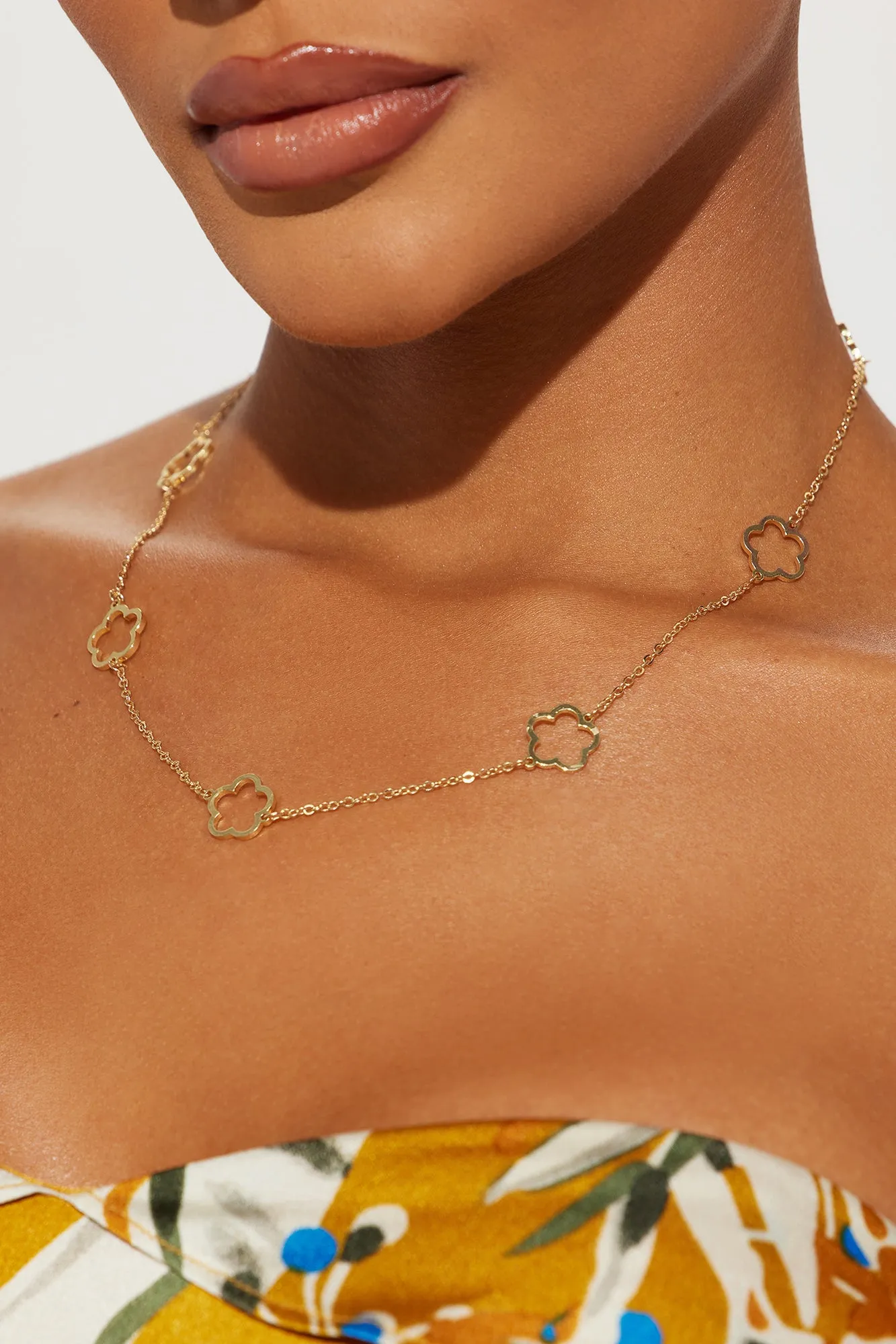 Luckiest Floral Charm Necklace - Gold sold by Fashion Nova