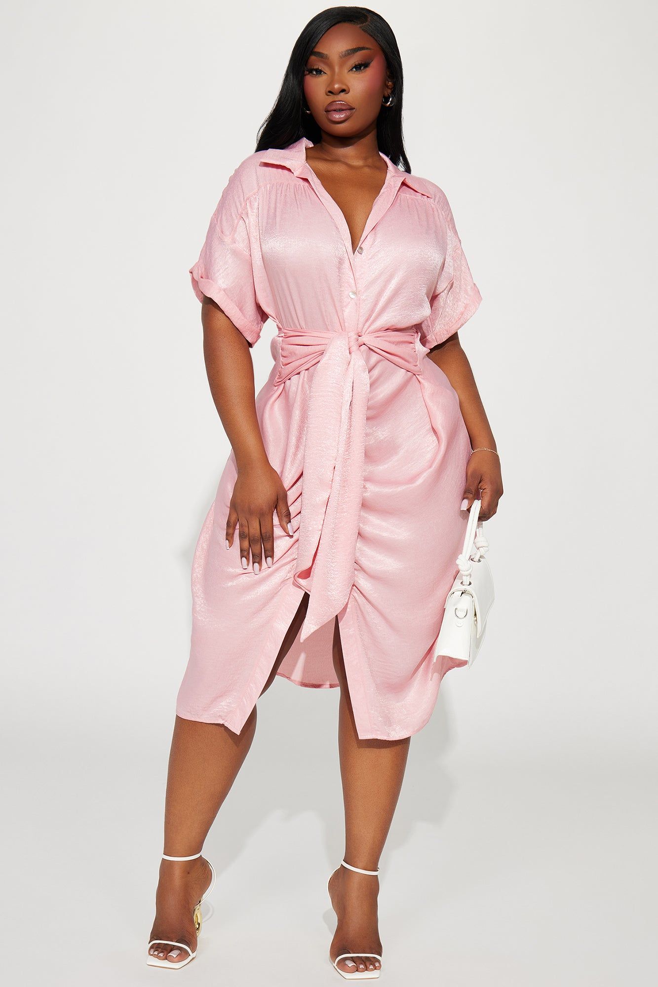 She Means Business Satin Midi Dress - Blush sold by Fashion Nova product image thumbnail 4