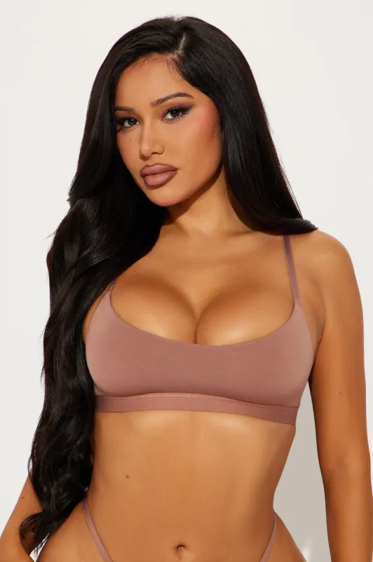 Light As A Feather Microfiber Scoop Bralette - Mocha sold by Fashion Nova