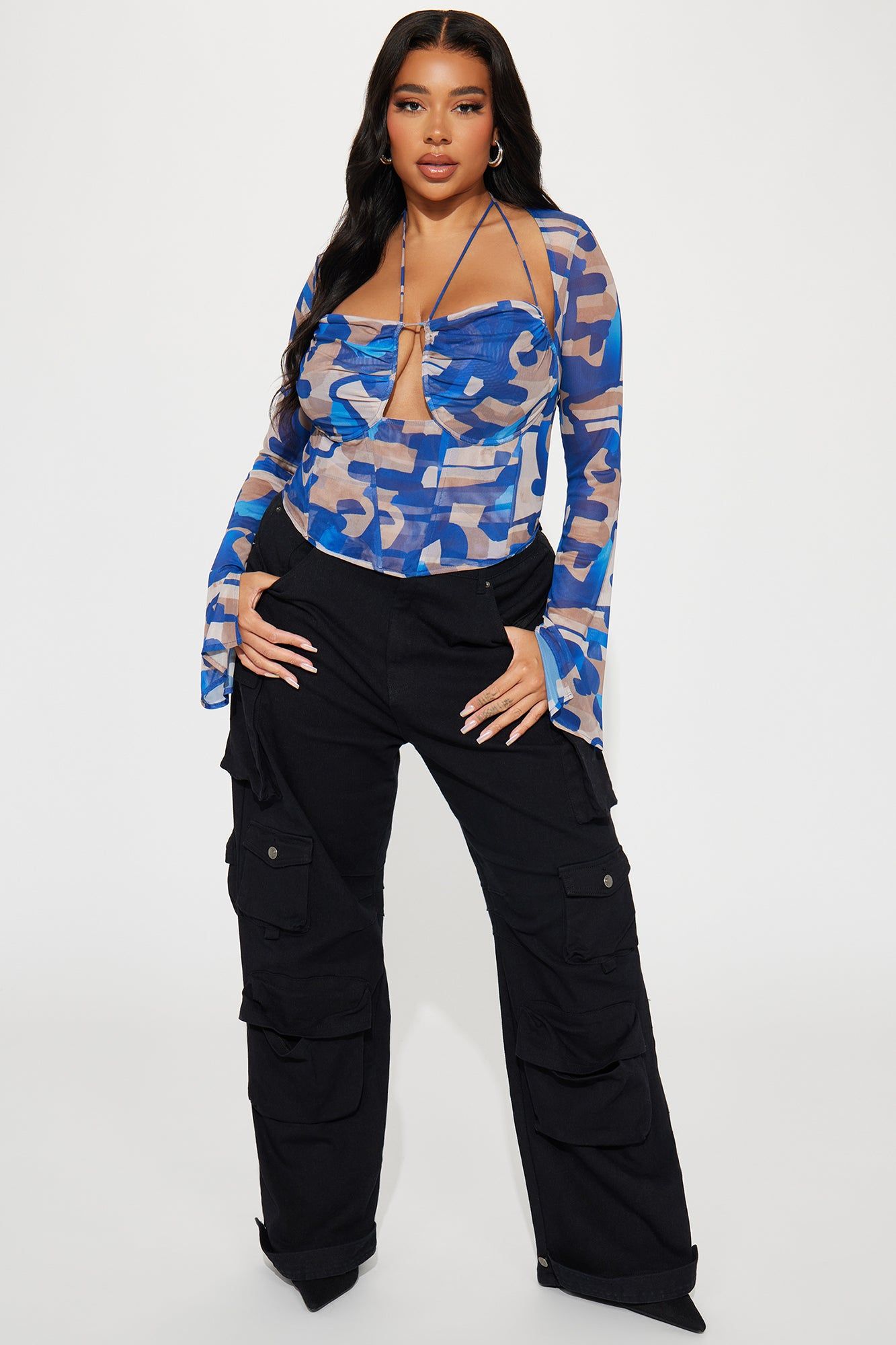 Myra Mesh Corset Top - Blue/combo sold by Fashion Nova product image thumbnail 5