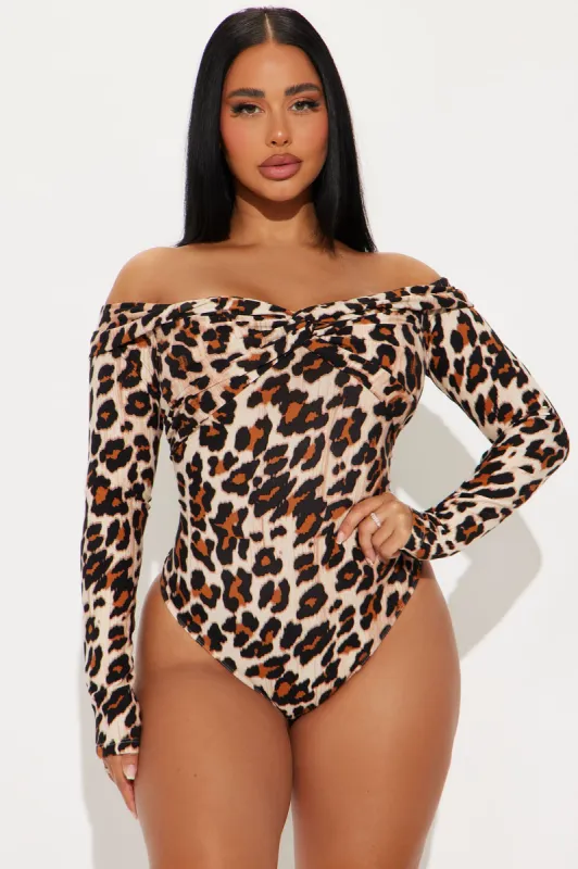 Khloe Leopard Off Shoulder Bodysuit - Leopard sold by Fashion Nova