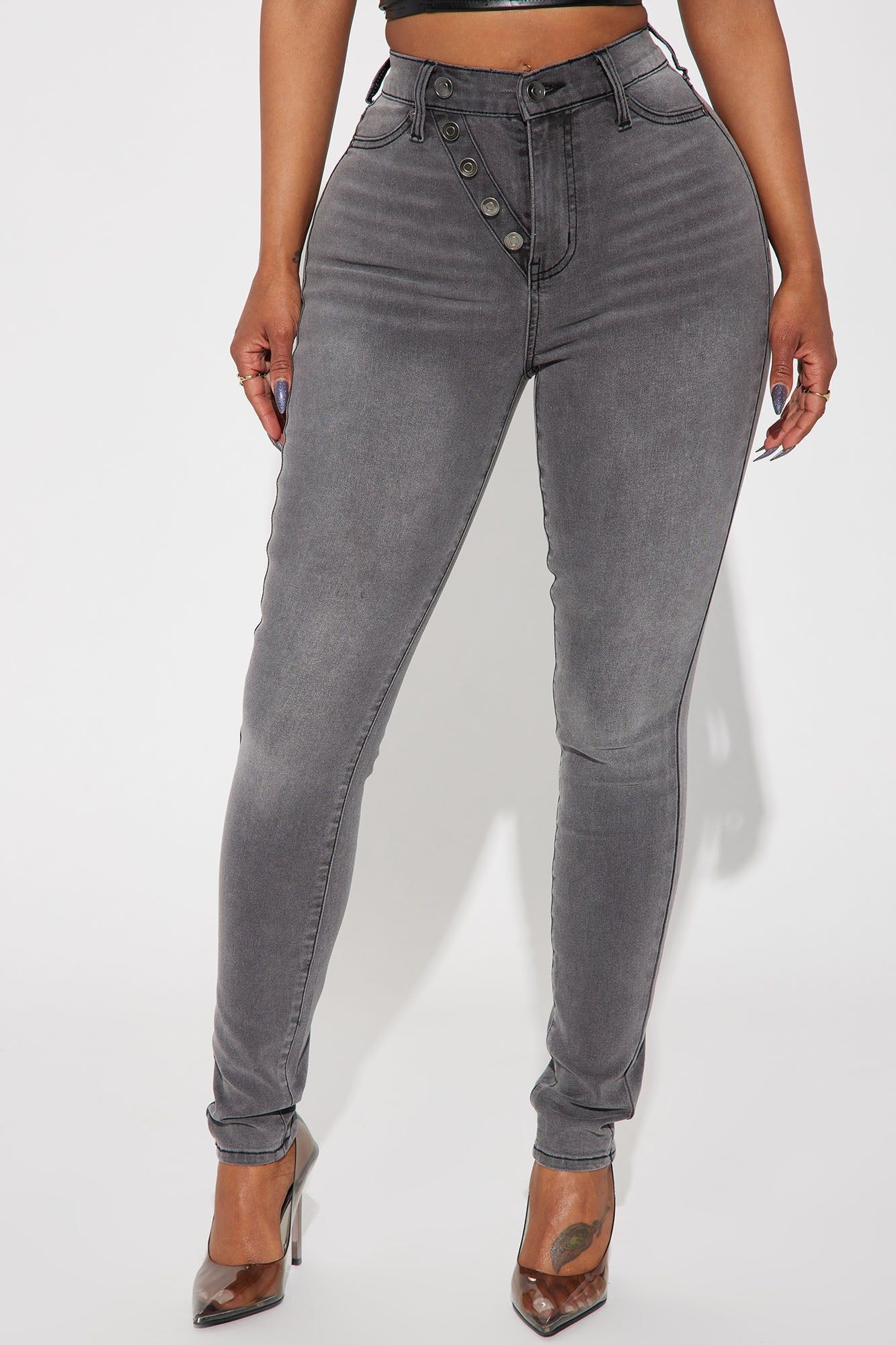 Kaylee Compression Stretch Skinny Jeans - Grey sold by Fashion Nova