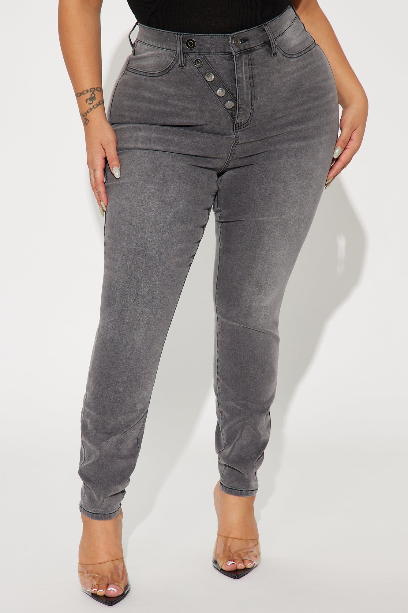Kaylee Compression Stretch Skinny Jeans - Grey sold by Fashion Nova product image thumbnail 5