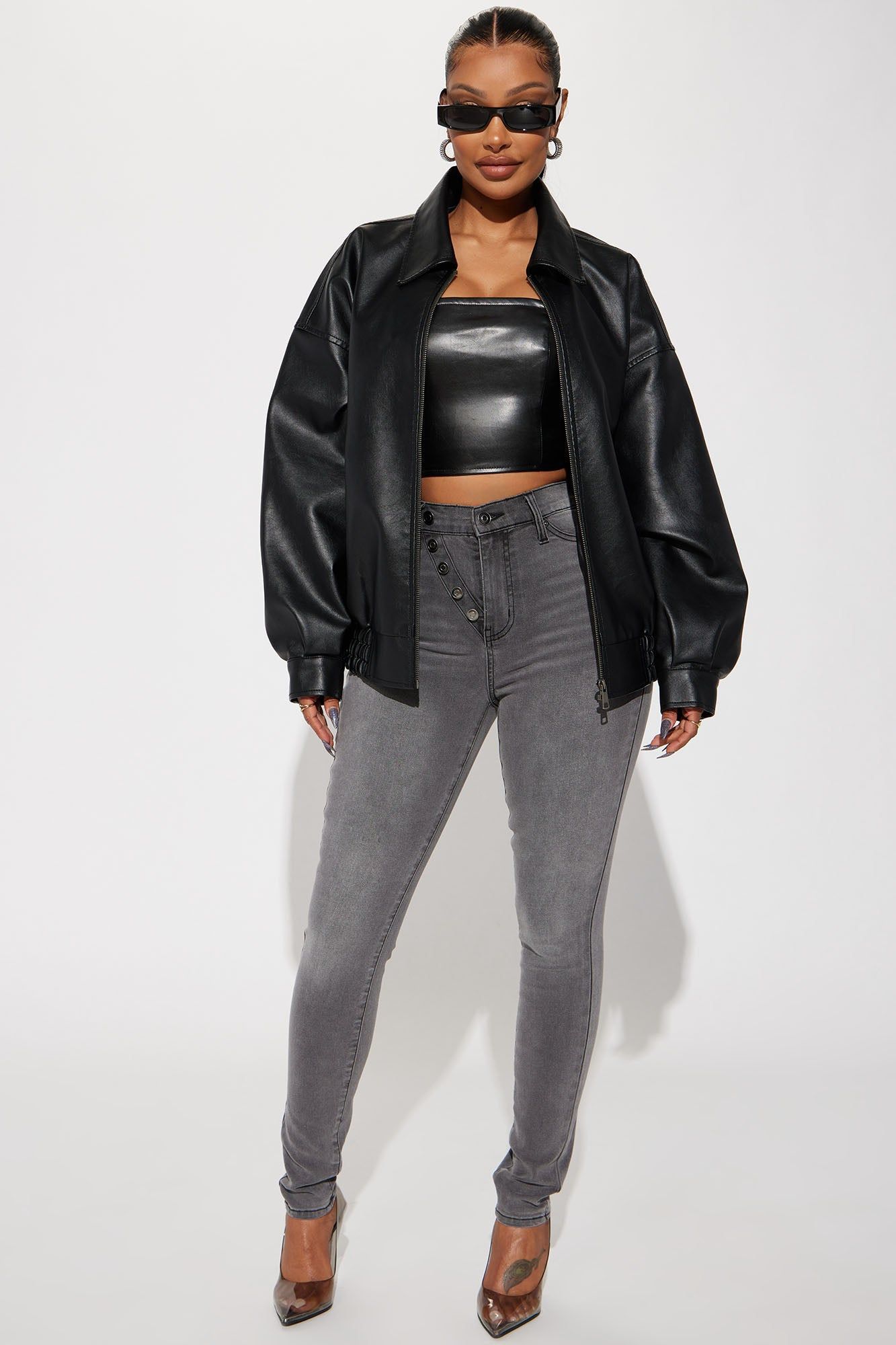 Kaylee Compression Stretch Skinny Jeans - Grey sold by Fashion Nova product image thumbnail 2