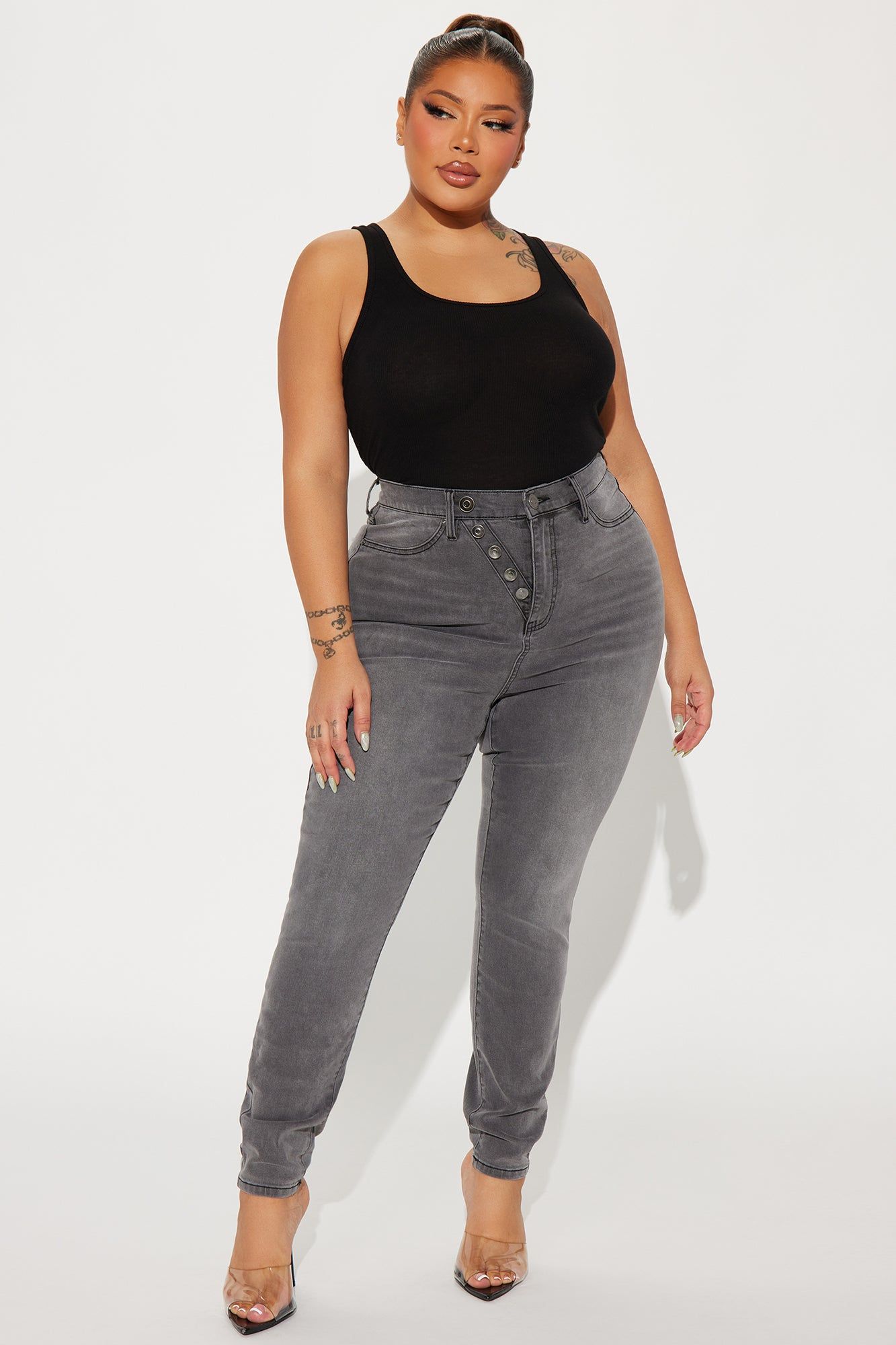 Kaylee Compression Stretch Skinny Jeans - Grey sold by Fashion Nova product image thumbnail 4