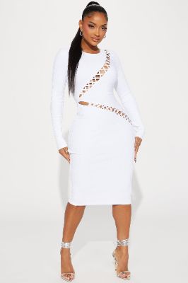 Candice Bandage Midi Dress - White sold by Fashion Nova