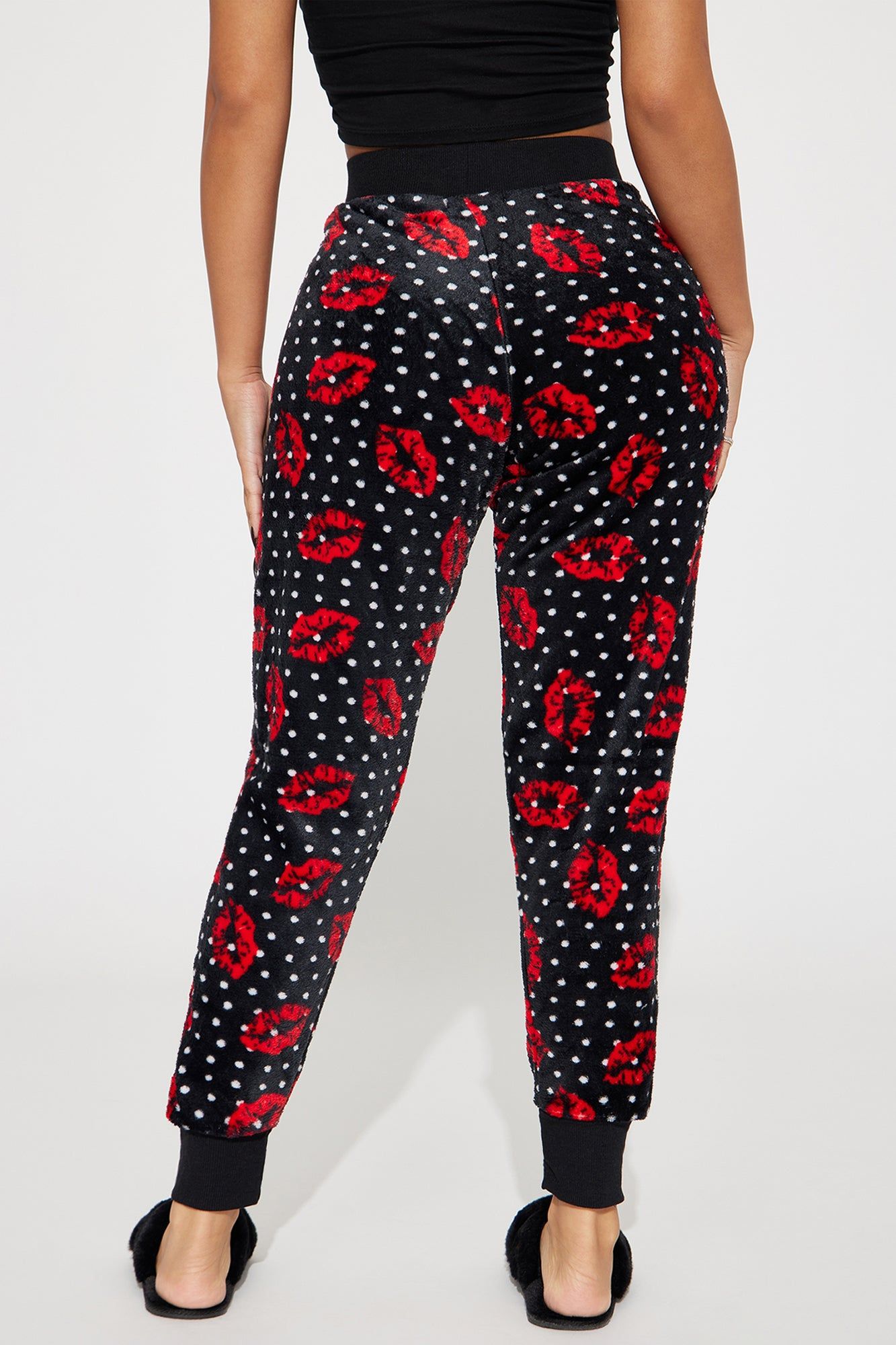 Lipstick Kisses Plush PJ Joggers - Red/Black sold by Fashion Nova product image thumbnail 3