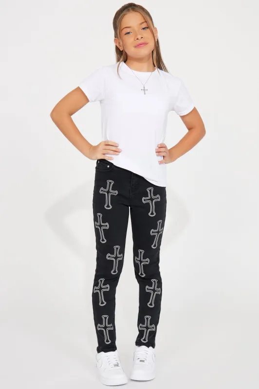 Mini Blessed & Highly Favored Skinny Jean - Black sold by Fashion Nova