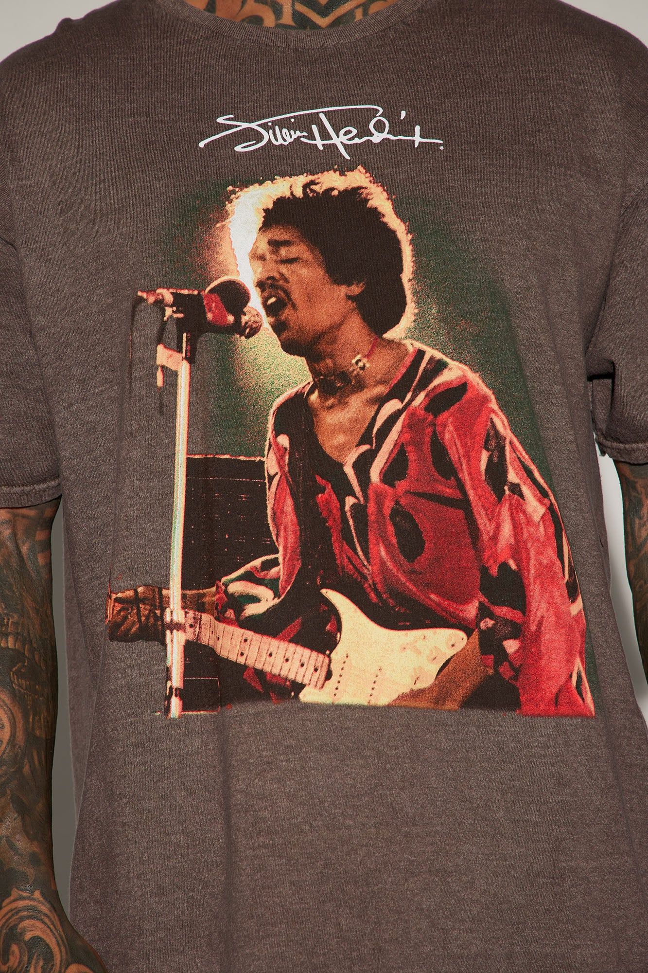 Jimi Hendrix Live On Stage Short Sleeve Tee - Brown sold by Fashion Nova product image thumbnail 3