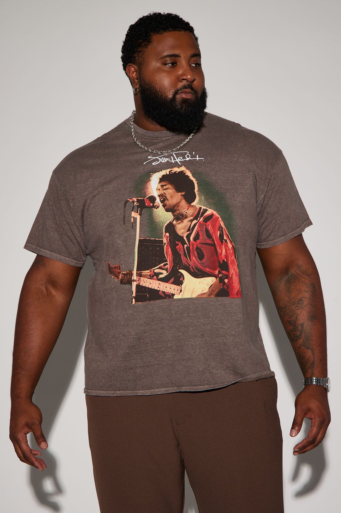 Jimi Hendrix Live On Stage Short Sleeve Tee - Brown sold by Fashion Nova product image thumbnail 5