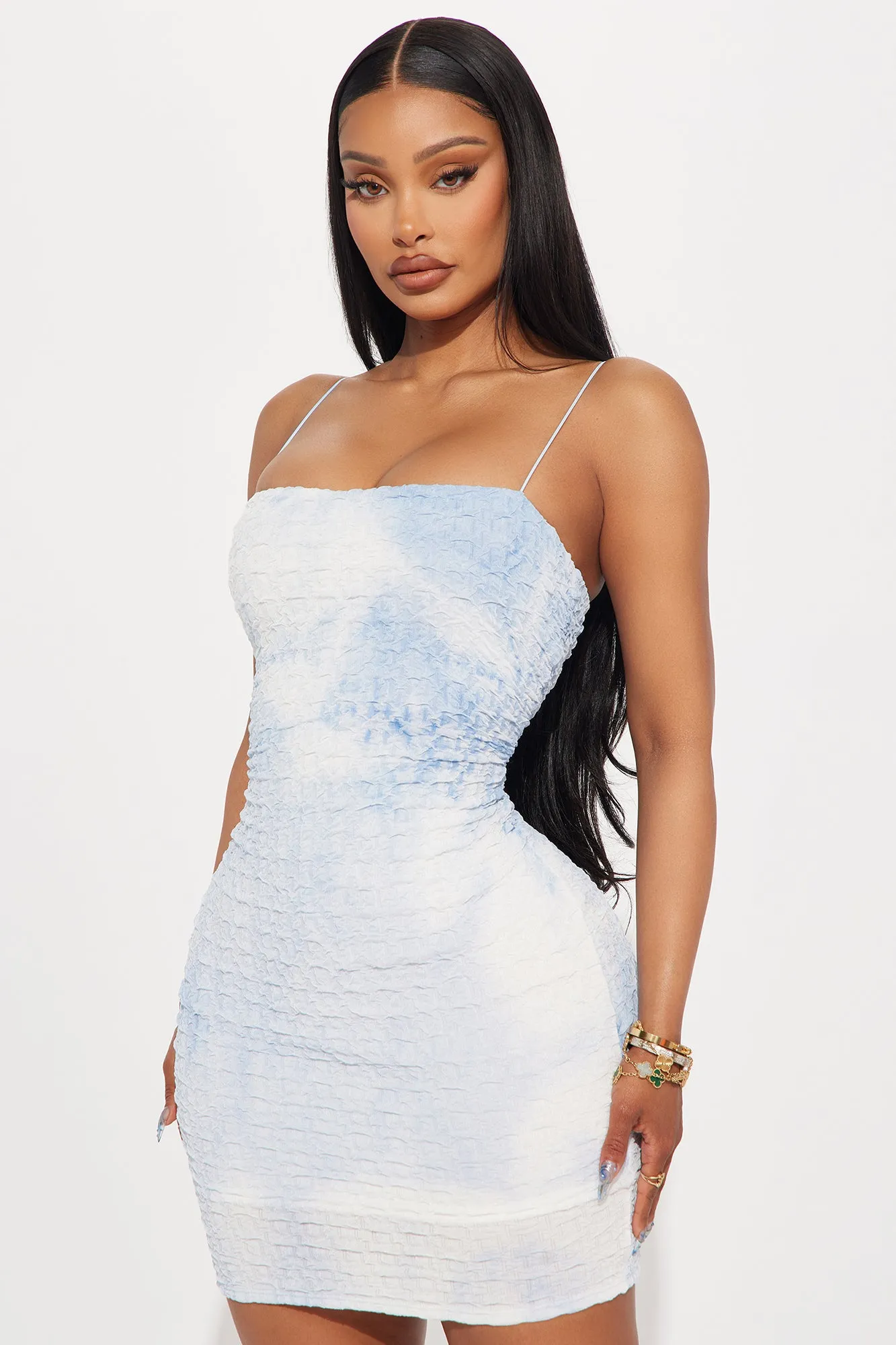 Talia Textured Mini Dress - Blue/combo sold by Fashion Nova product image thumbnail 2