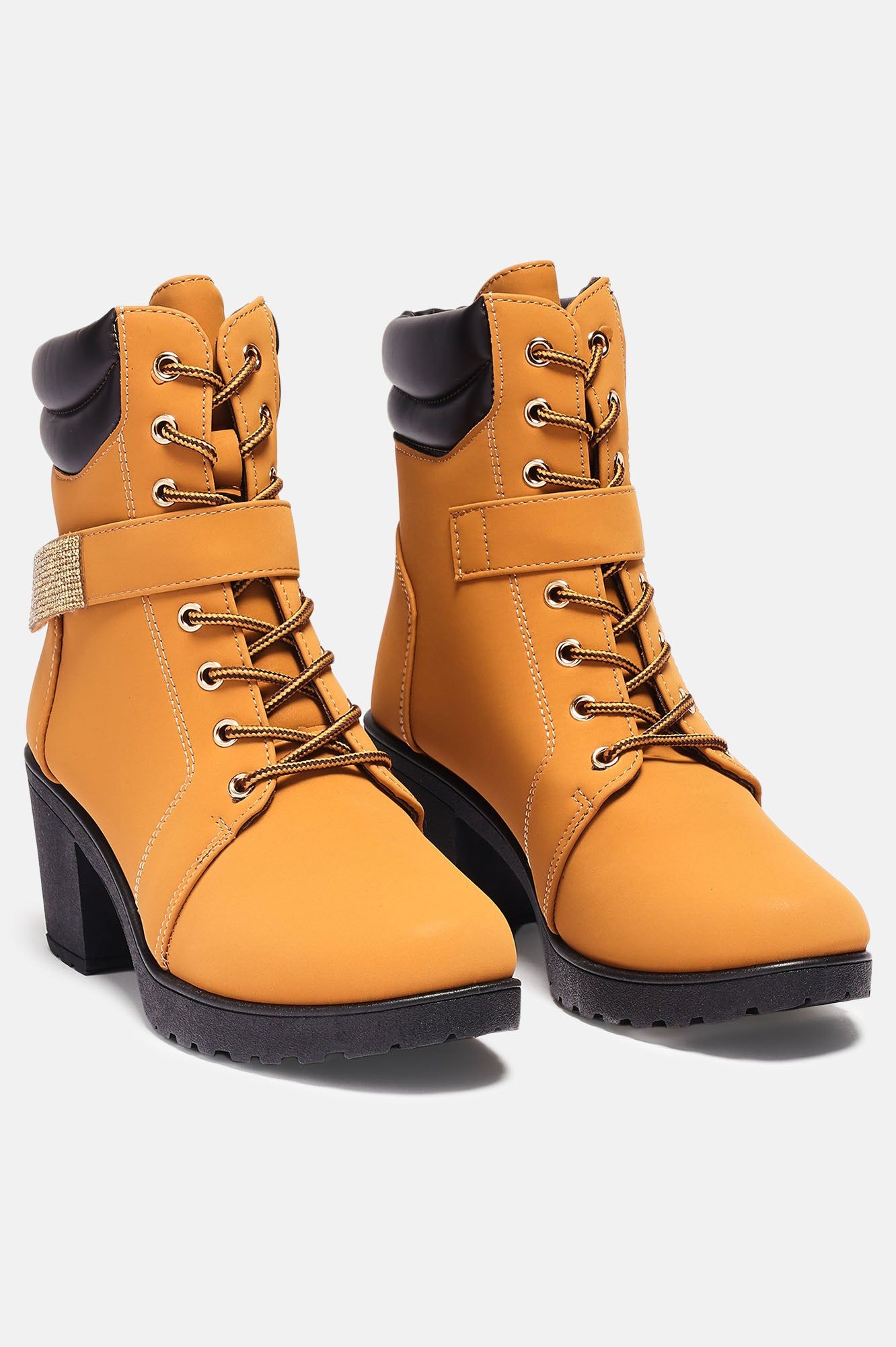 Mini PU Buckle Heeled Boots - Camel sold by Fashion Nova product image thumbnail 2