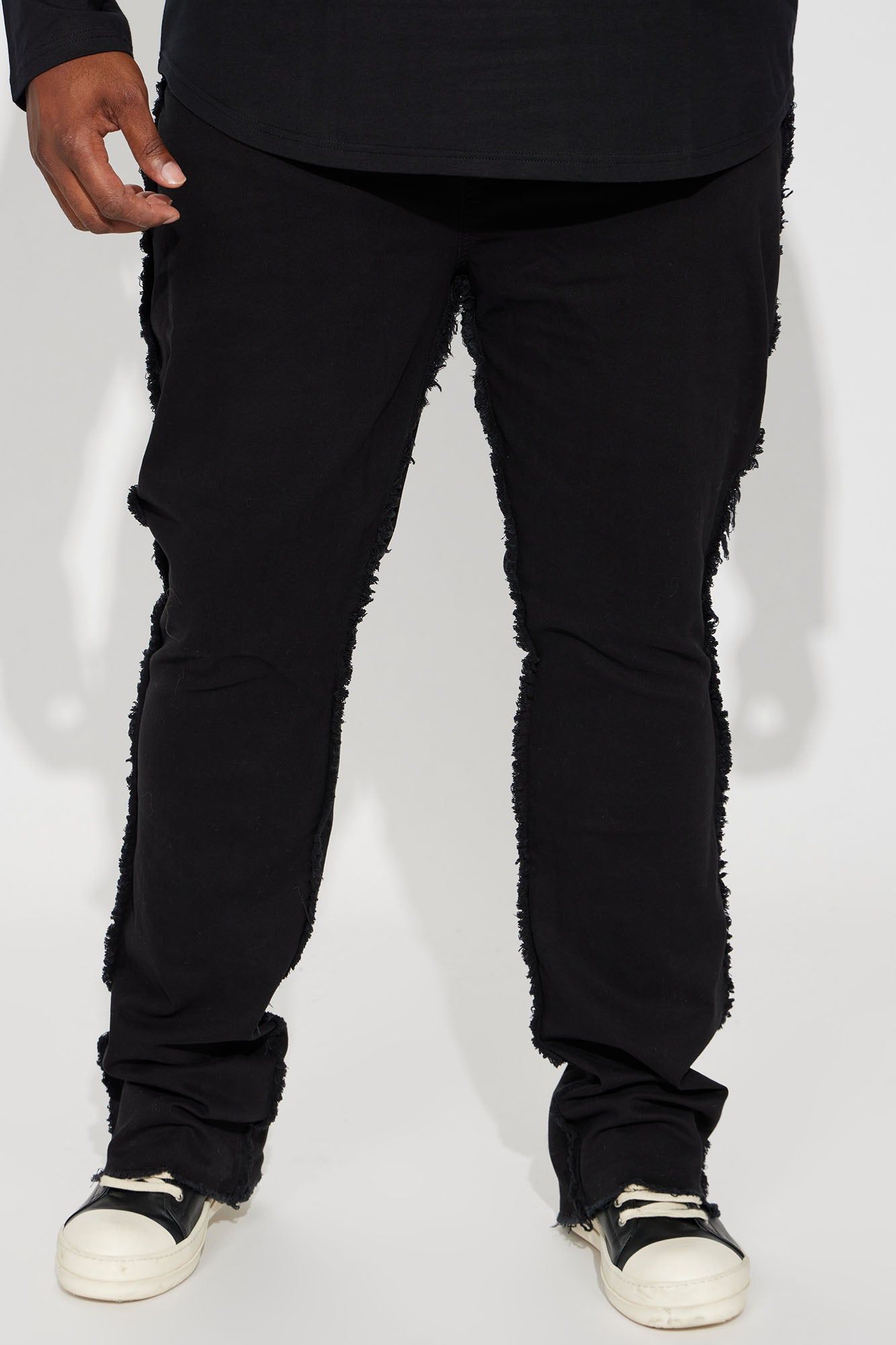 Good Life Frayed Stacked Skinny Flare Pants - Black sold by Fashion Nova product image thumbnail 2