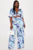 Klarissa Tie Dye Satin Pant Set - Navy sold by Fashion Nova
