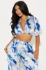 Klarissa Tie Dye Satin Pant Set - Navy sold by Fashion Nova