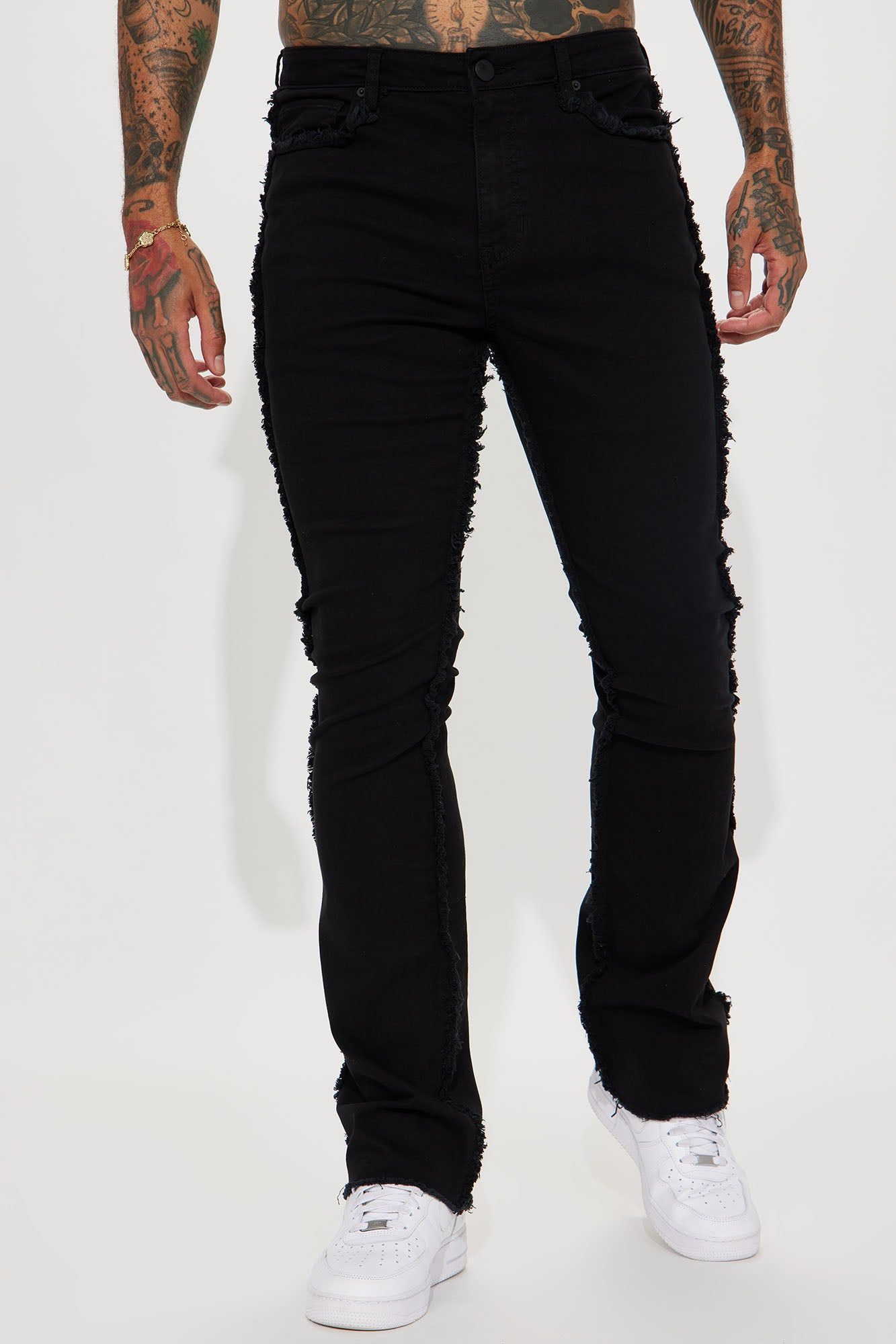 Good Life Frayed Stacked Skinny Flare Pants - Black sold by Fashion Nova product image thumbnail 5