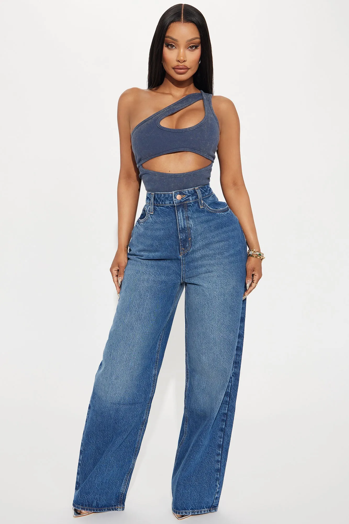 Nicole Ribbed Bodysuit - Blue Wash sold by Fashion Nova product image thumbnail 2