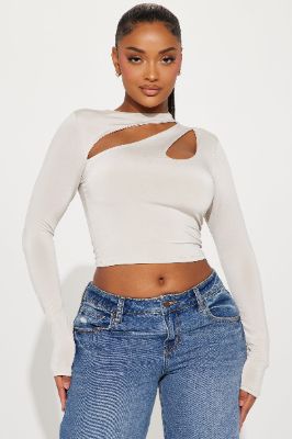 Your Bad Habit Cut Out Top - Stone sold by Fashion Nova