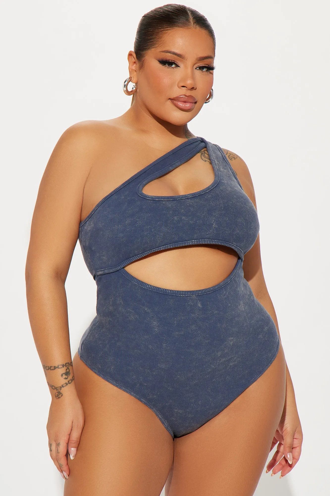 Nicole Ribbed Bodysuit - Blue Wash sold by Fashion Nova product image thumbnail 5