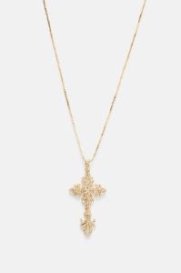 No Fear Cross Necklace - Gold sold by Fashion Nova