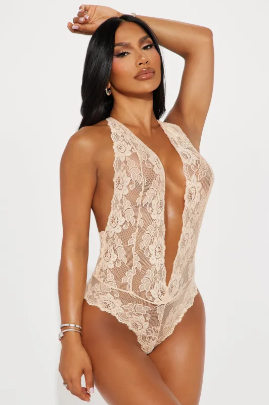 Miss Your Touch Lace Teddy - Beige sold by Fashion Nova