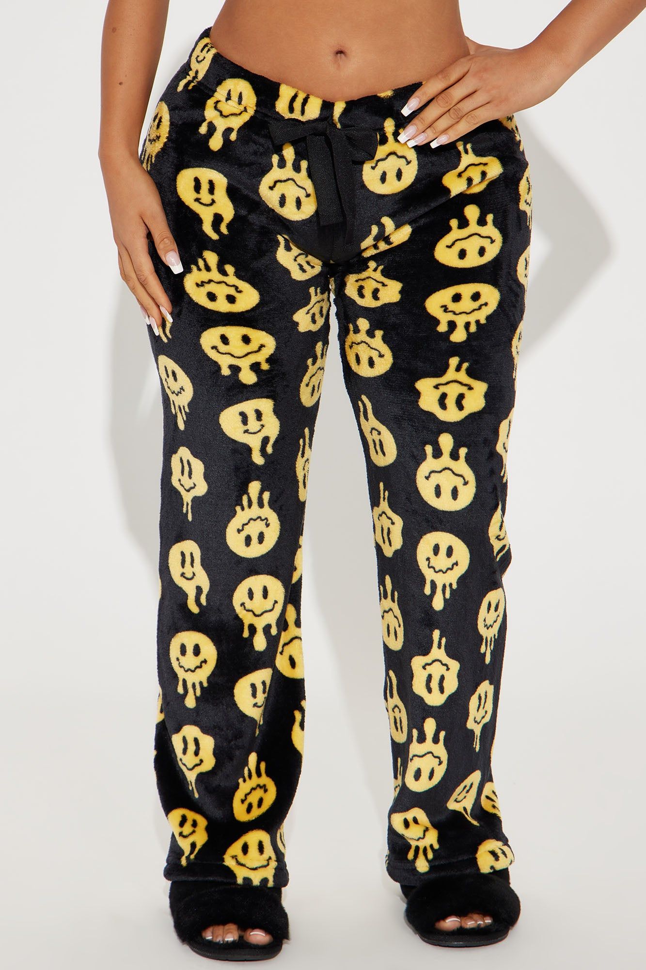 Smiley Drip Plush PJ Pant - Black/Yellow sold by Fashion Nova product image thumbnail 2